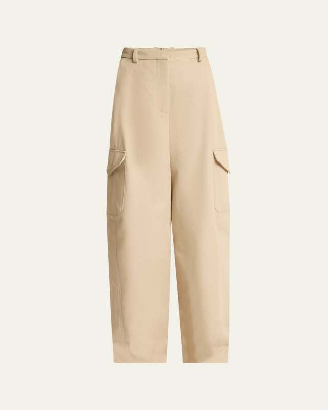 Barrel Leg Cargo Wool Trousers